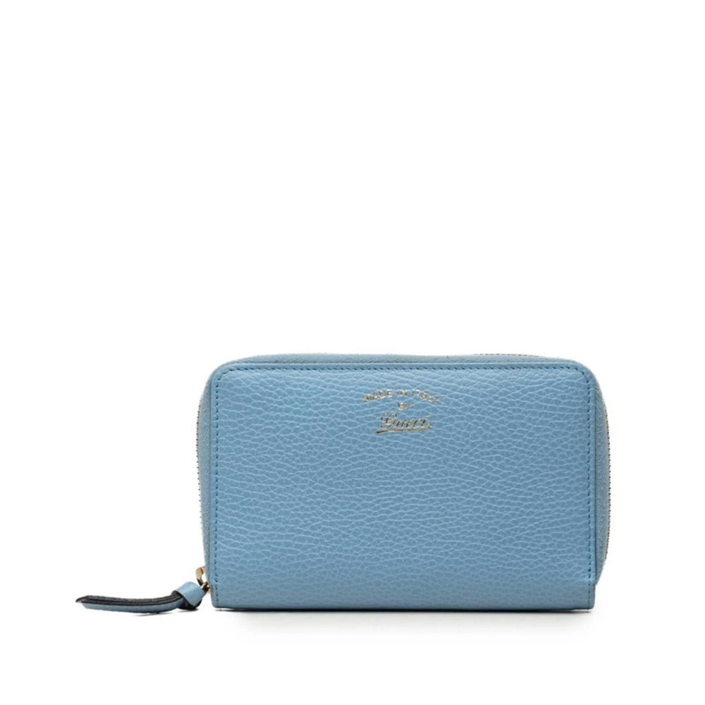 Gucci Swing Round Zipper Bi-fold Wallet Long 354497 Blue Leather Women's GUCCI